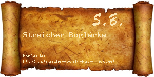 Streicher Boglárka névjegykártya